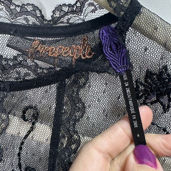 Free People Ariel Black Tulle and Velvet Mini Cocktail Dress size 8 - Picture 8 of 9